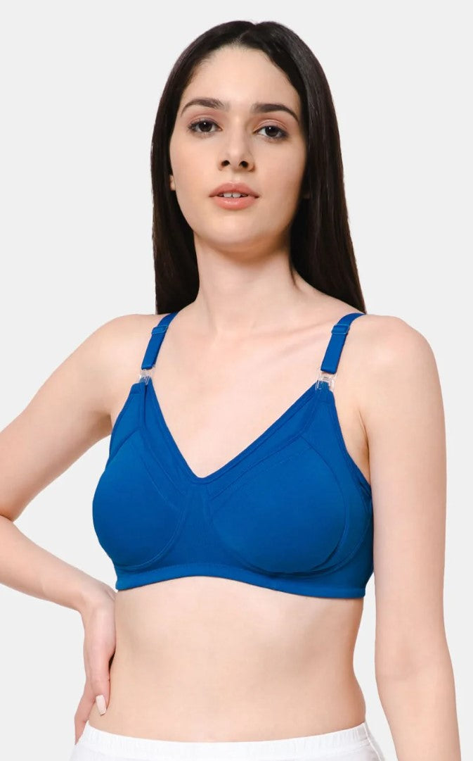 High Coverage Intimacy Nursing Bra - Maternity Bra - Feeding Bra - Blue