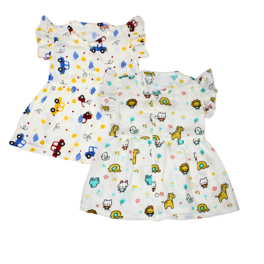 Muslin Frock Pack of 2 Random Design