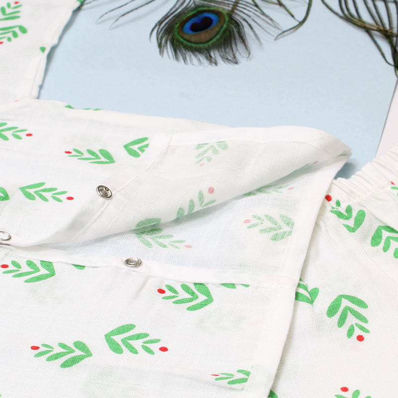 Muslin Night Suit Green Leaf
