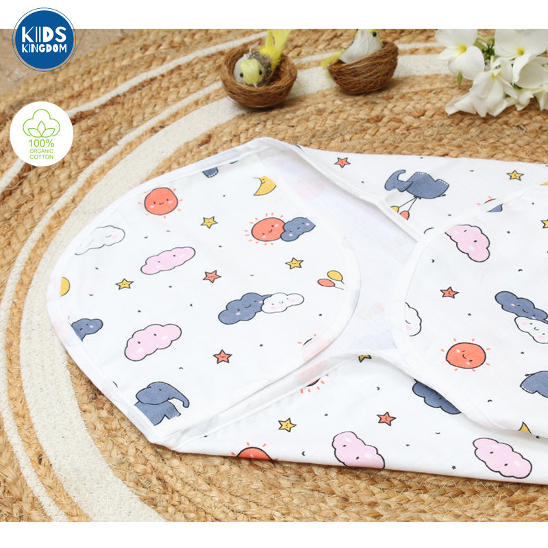 Muslin Hooded Towel 2-Layer Elephant And Cloud