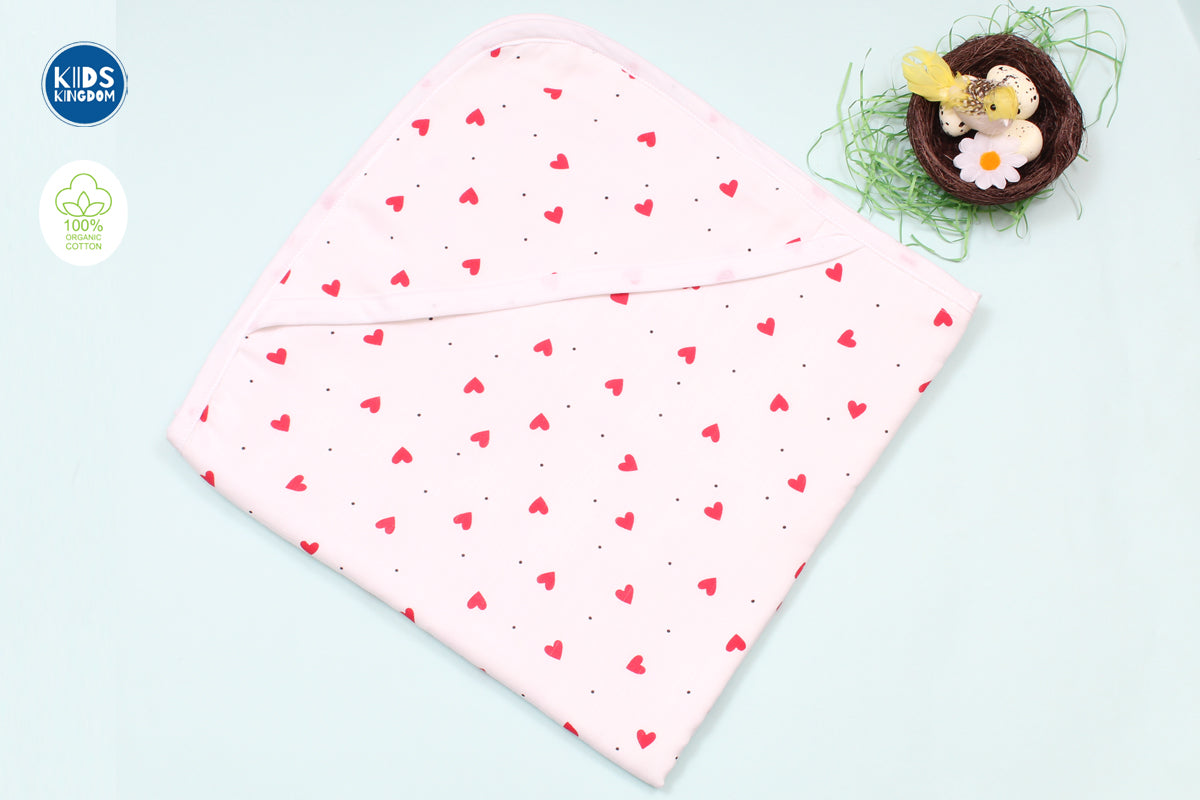Muslin Hooded Receiving Blanket 8-Layer Red Heart