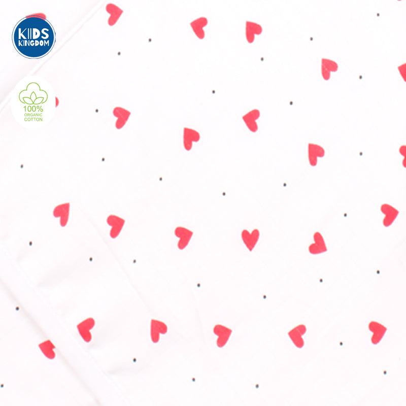 Muslin Hooded Receiving Blanket 8-Layer Red Heart