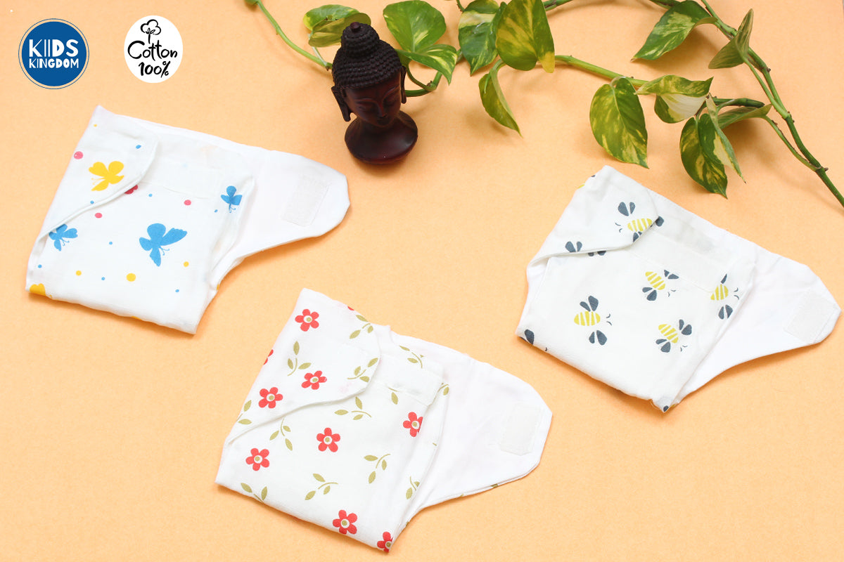 Muslin Velcro Nappy Pack of 3 Random Design