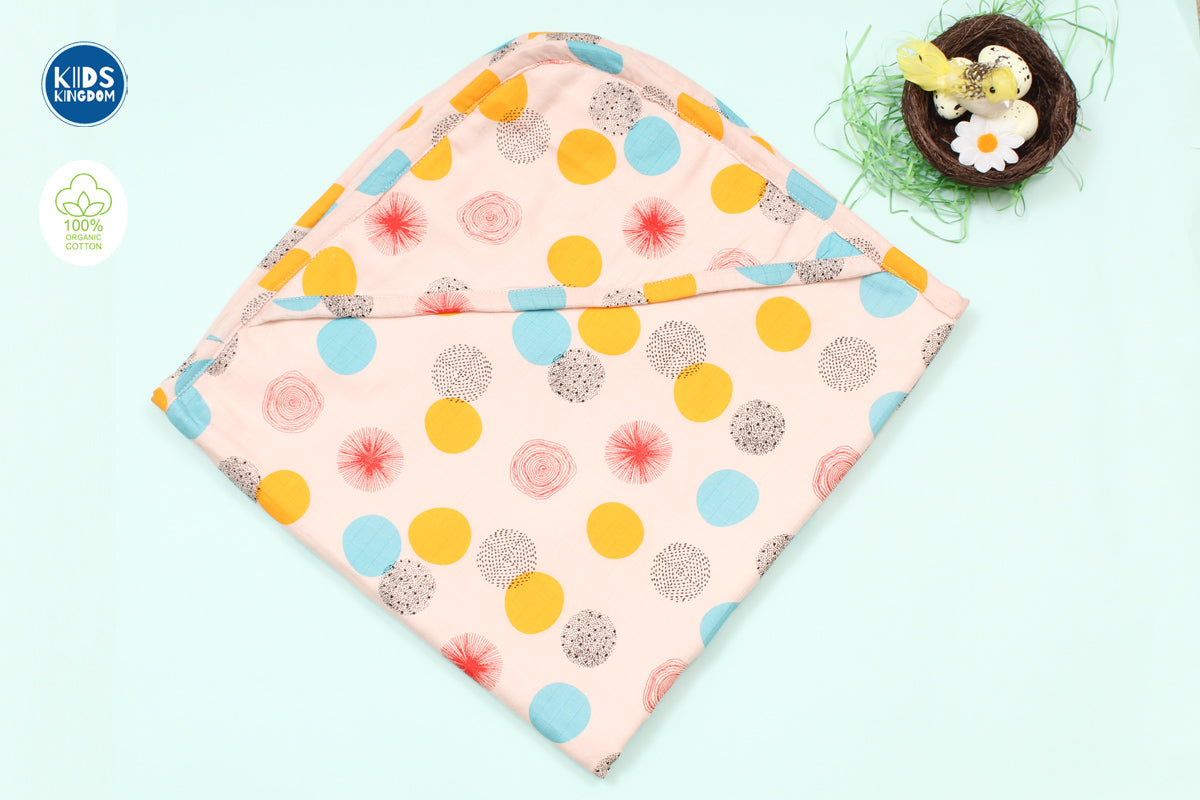 Muslin Hooded Receiving Blanket 8-Layer Dreamy Dot