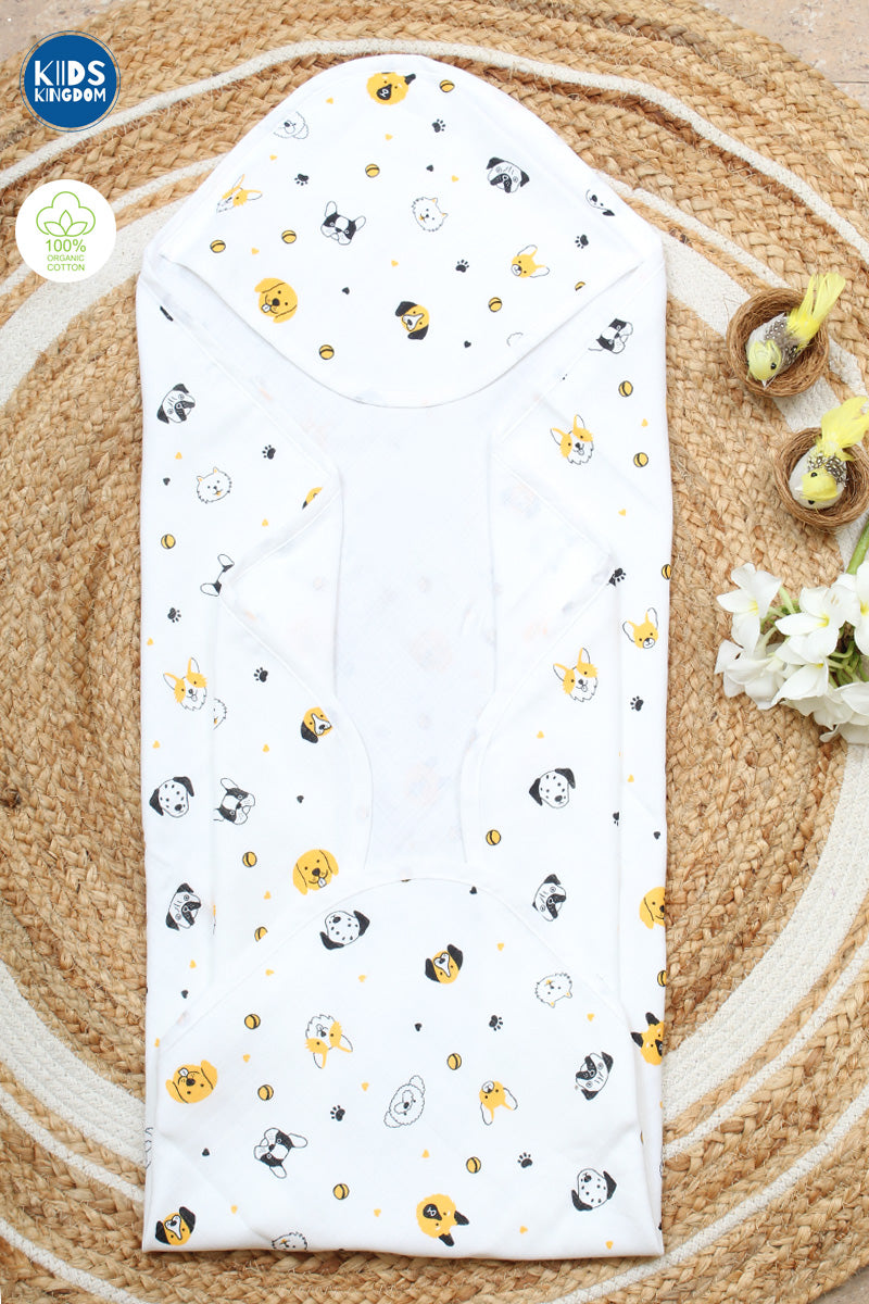Muslin Hooded Towel 2-Layer Dogs