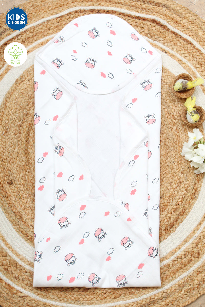 Muslin Hooded Towel 2-Layer Cow