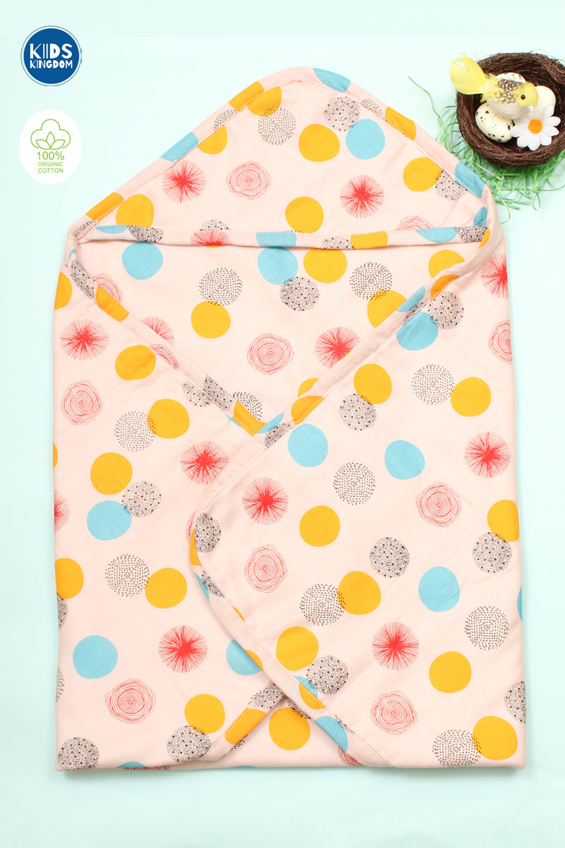 Muslin Hooded Receiving Blanket 8-Layer Dreamy Dot