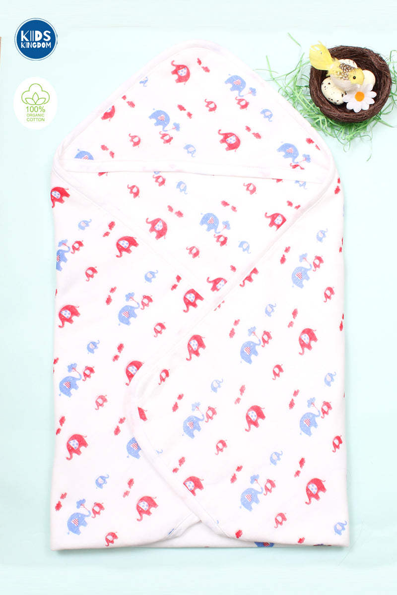 Muslin Hooded Receiving Blanket 8-Layer Elephant