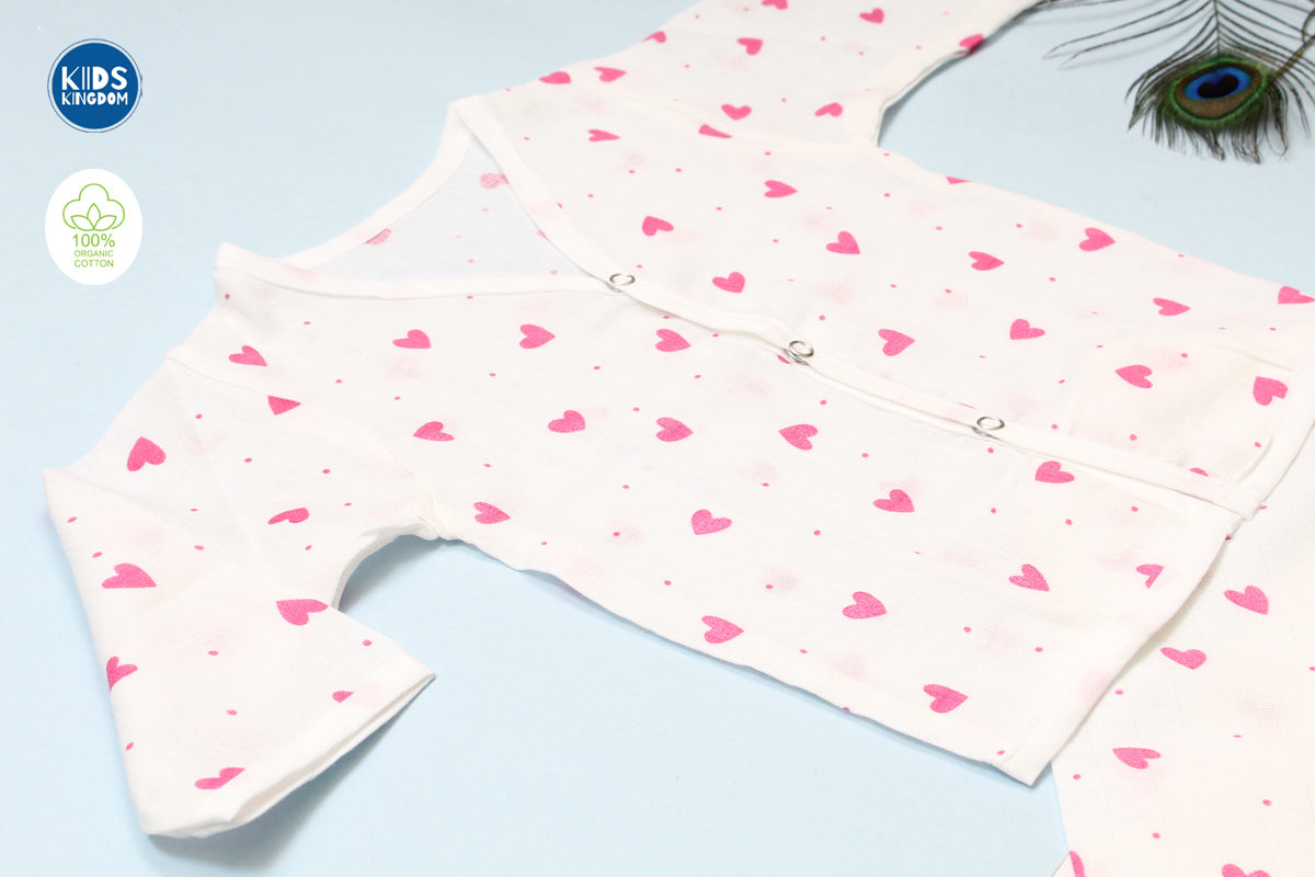 Muslin Night Suit Pink Heart