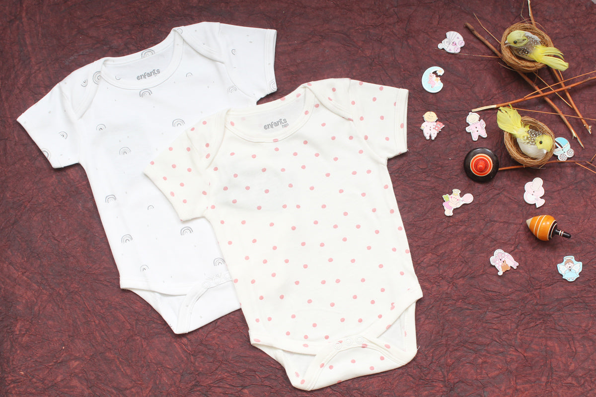 Onesies Pack of 2  Polka Dot And Rainbow