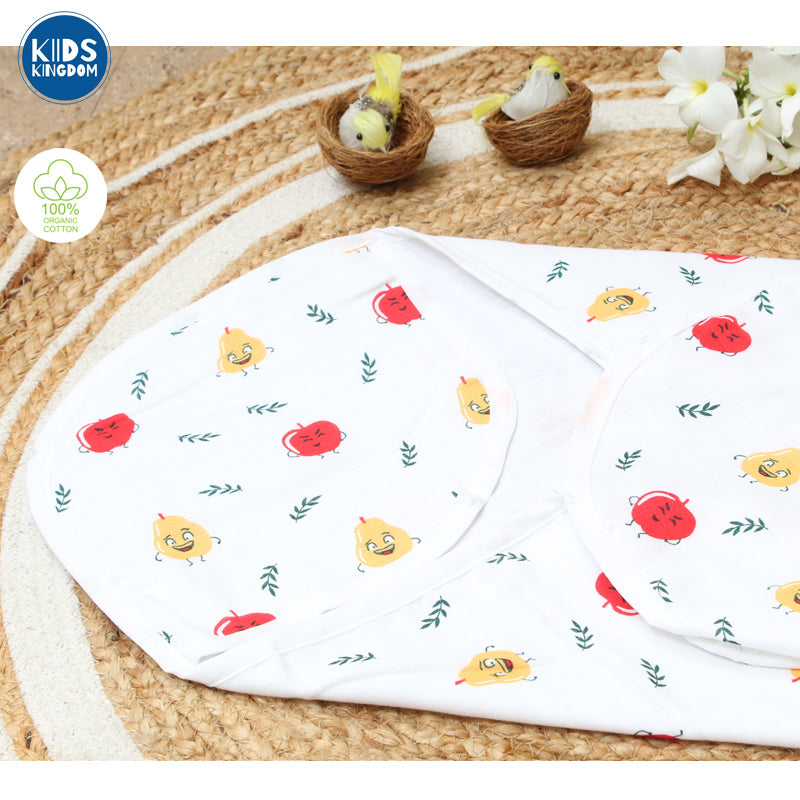 Muslin Hooded Towel 2-Layer Apple