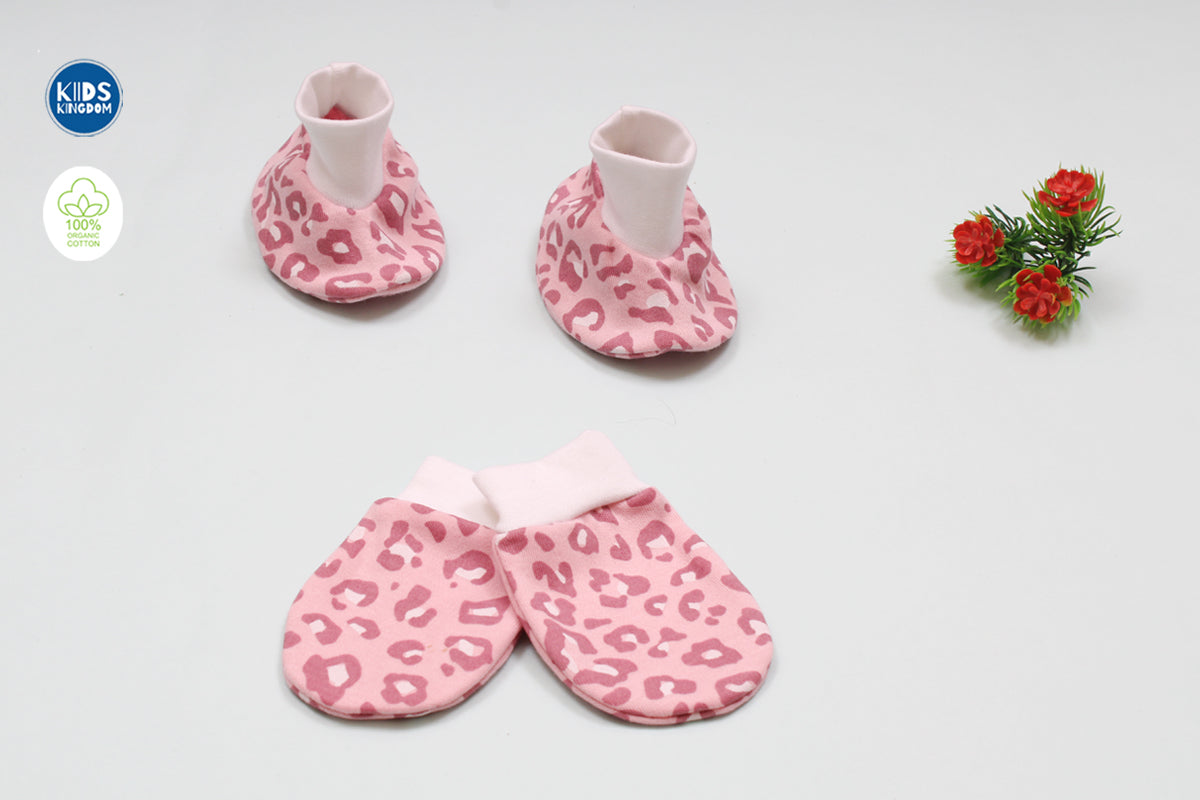 Baby Mitten Booties Blush Leopard