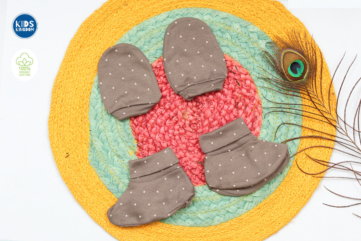 Baby Mitten and Booties | Grey Dot