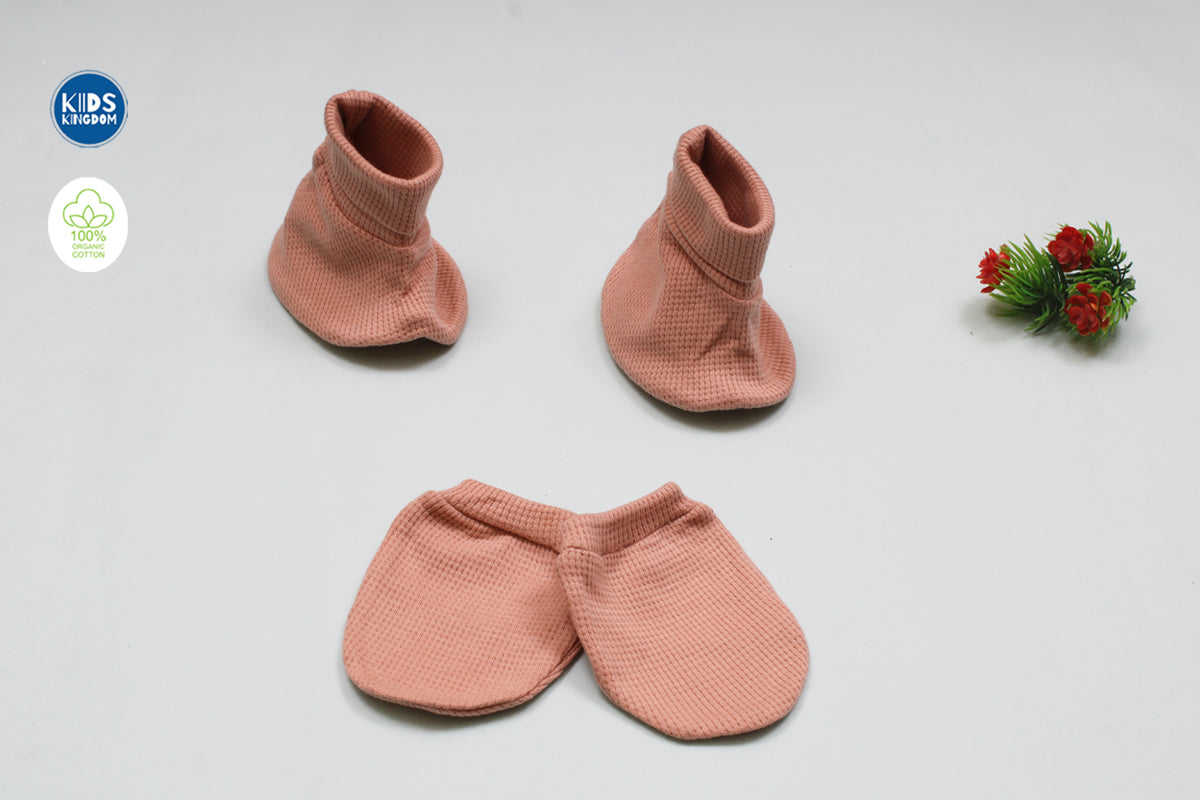Baby Mitten and Booties | Peach Blush