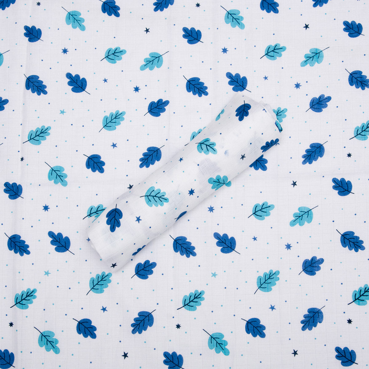 Muslin Swaddle Blue Leaf