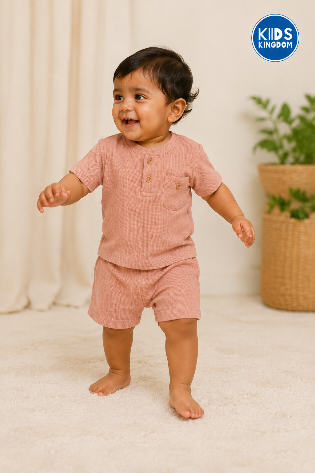 Blush Pink Waffle Cotton Co-ord Set