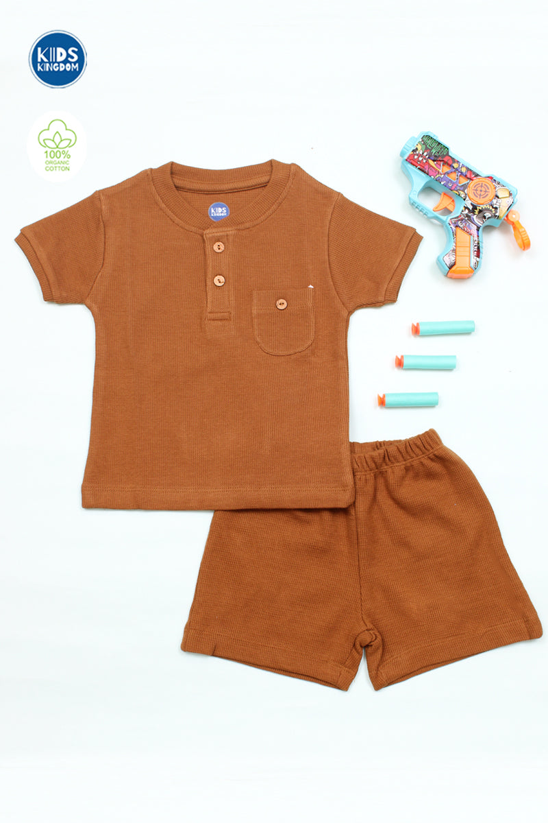 Cinnamon Brown Waffle Cotton Co-ord Set