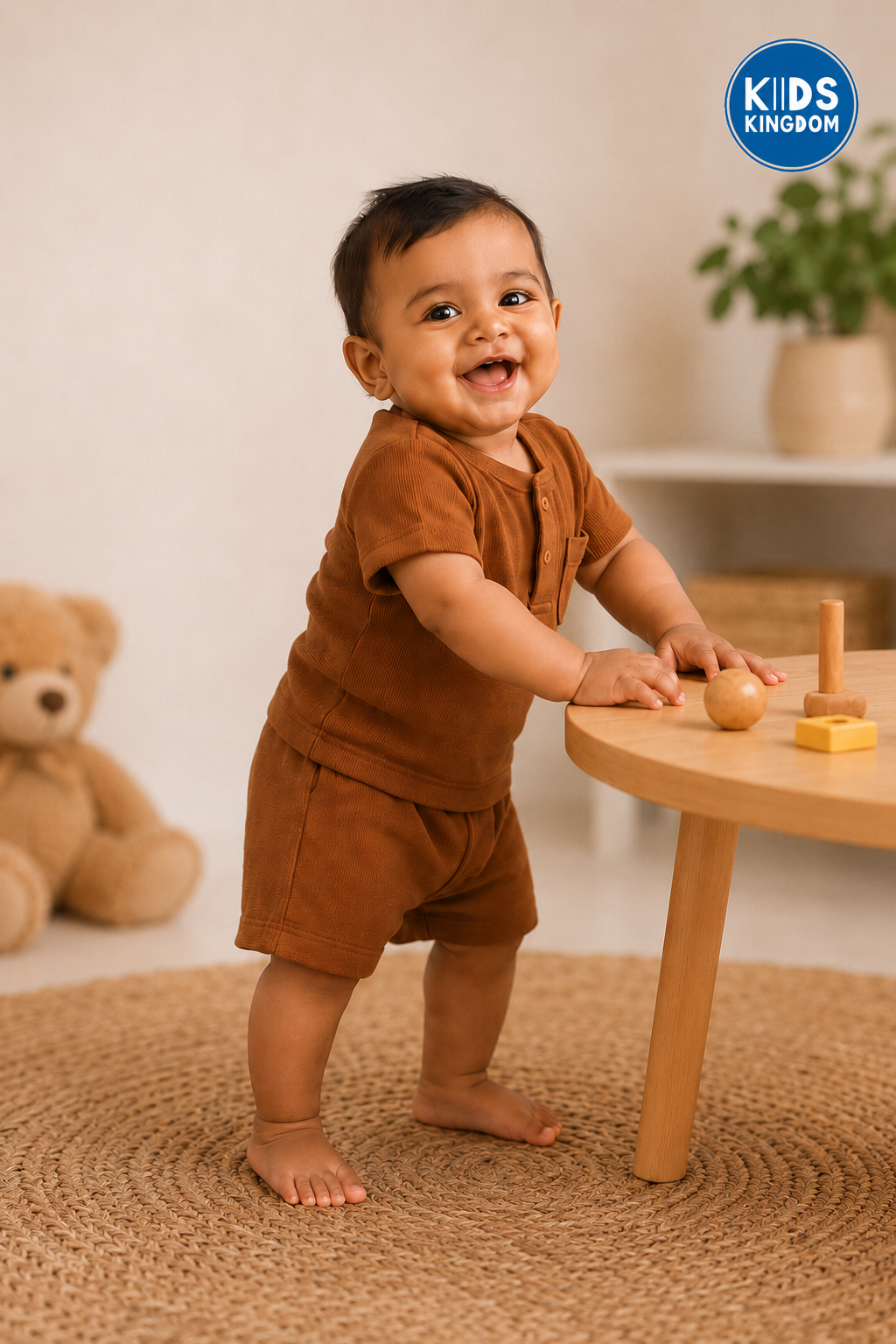 Cinnamon Brown Waffle Cotton Co-ord Set