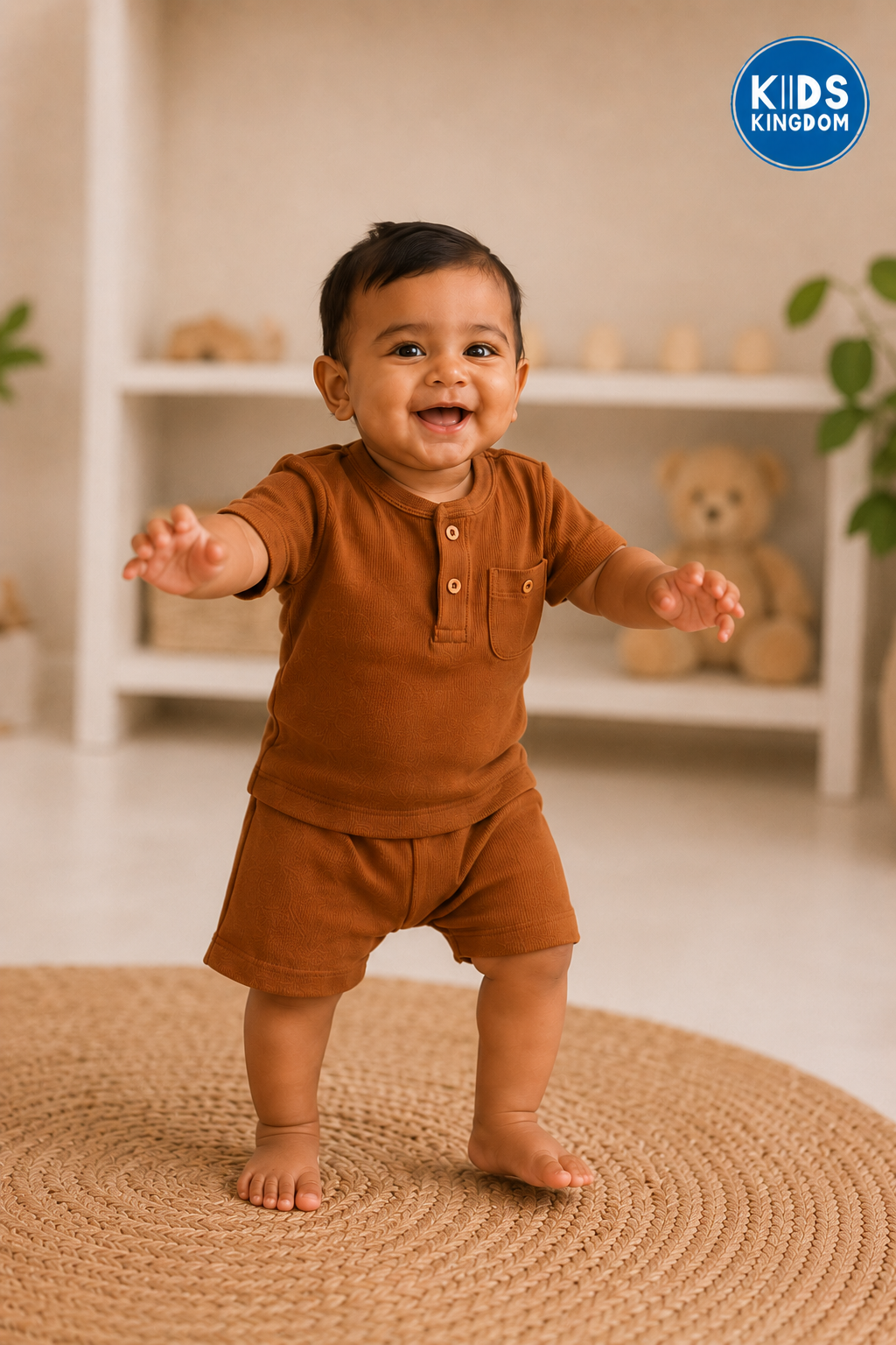 Cinnamon Brown Waffle Cotton Co-ord Set