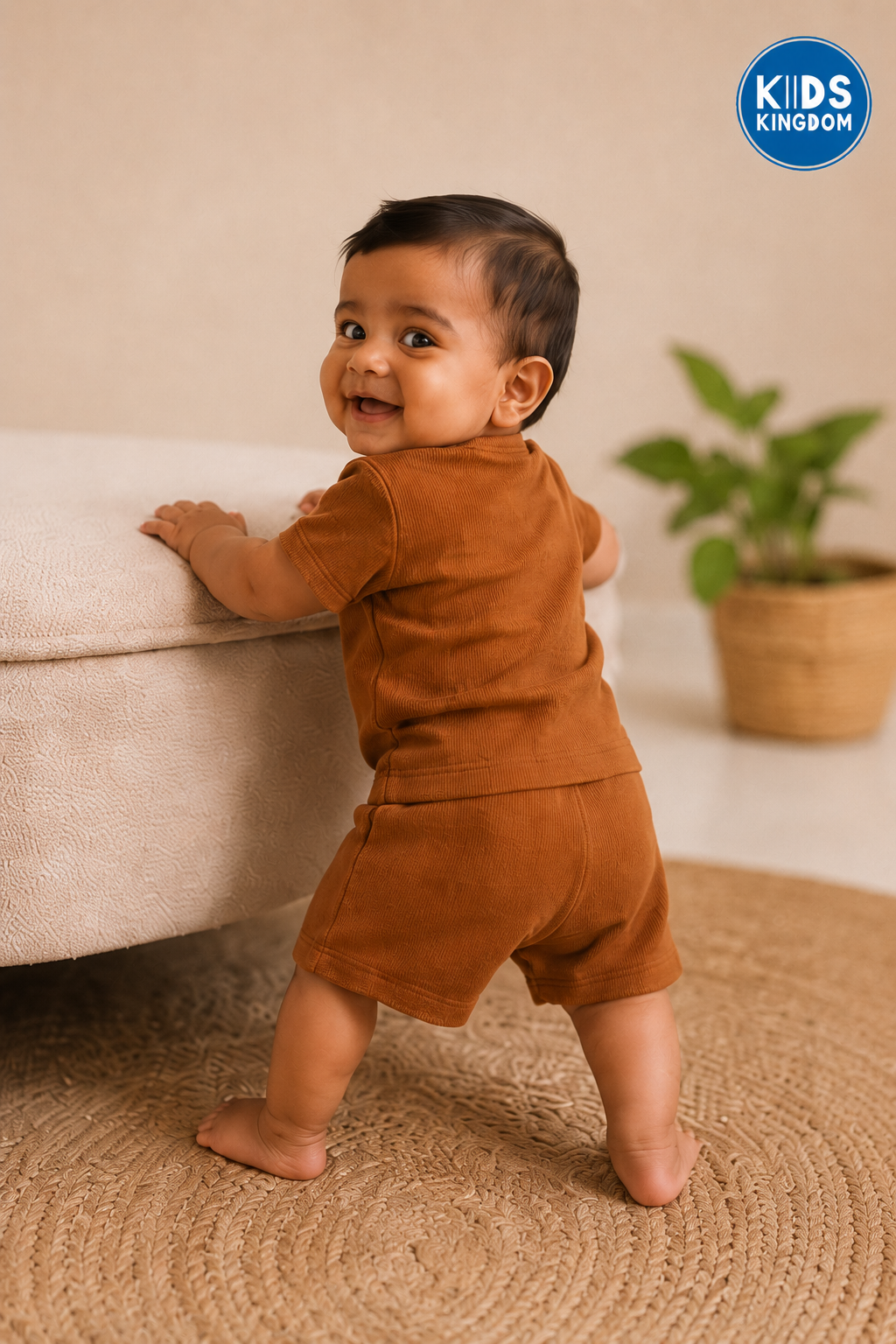 Cinnamon Brown Waffle Cotton Co-ord Set