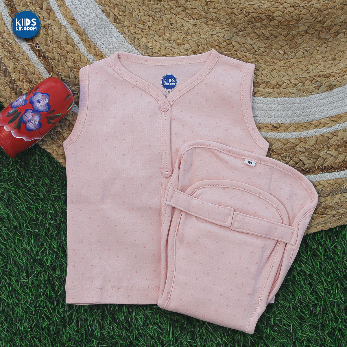 Cotton Jabla With Matching Nappie Blush Dots