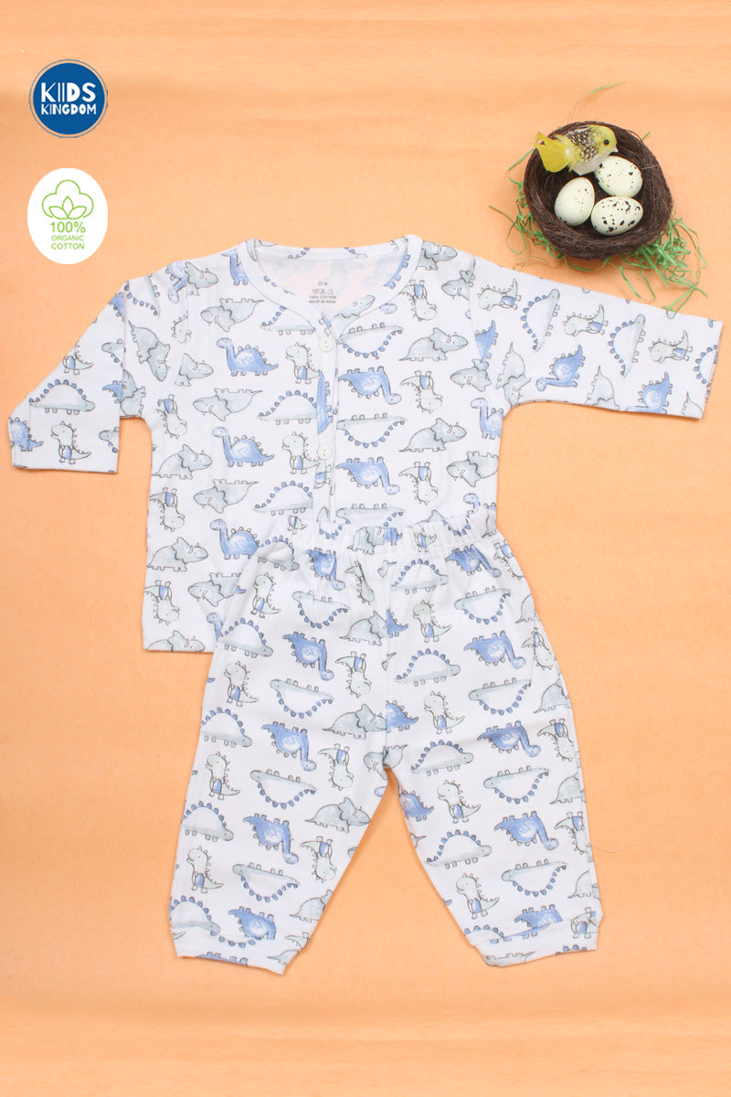 Cotton Night Suit Blue Dino
