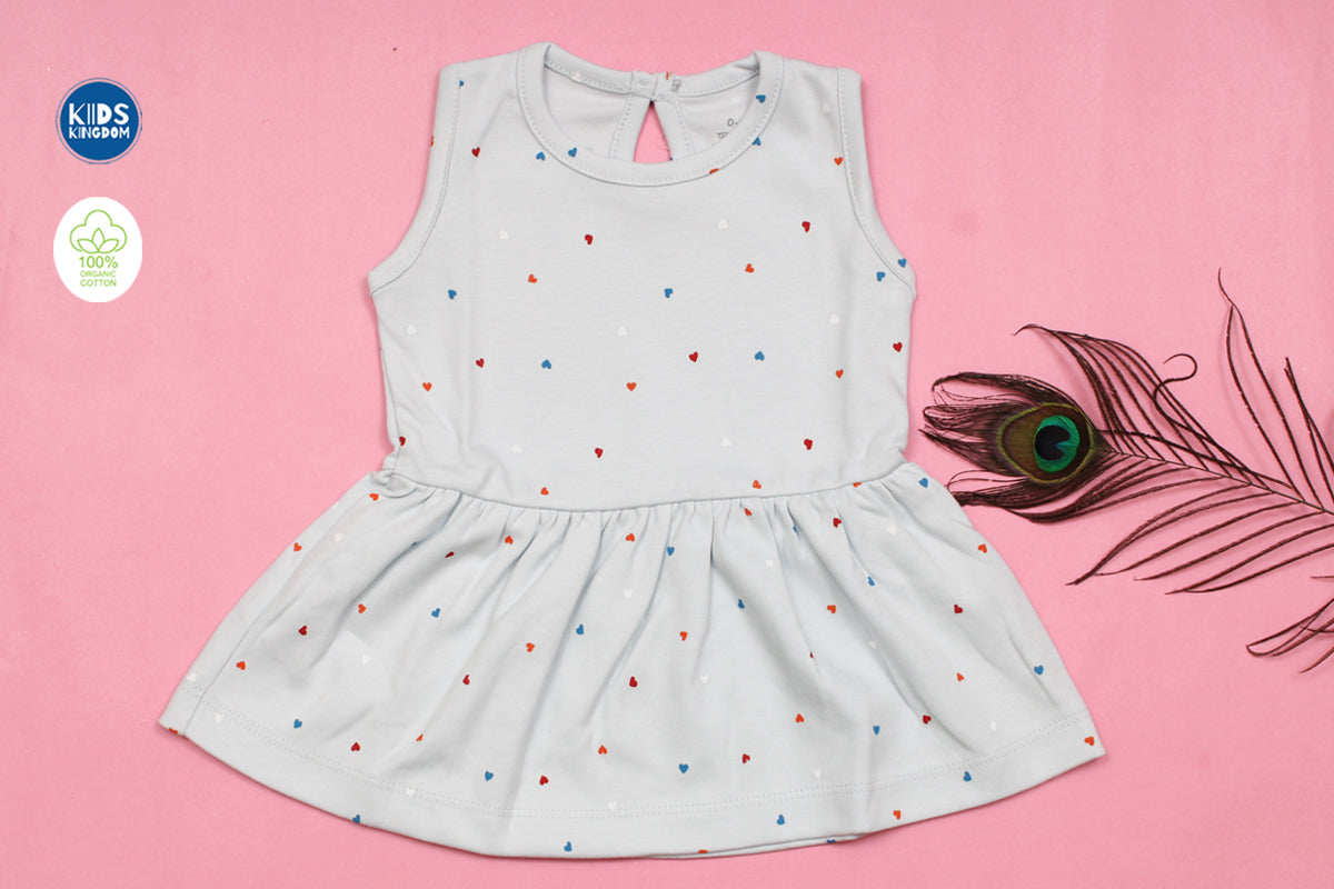 Cotton Sleeveless Frock Blue Heart