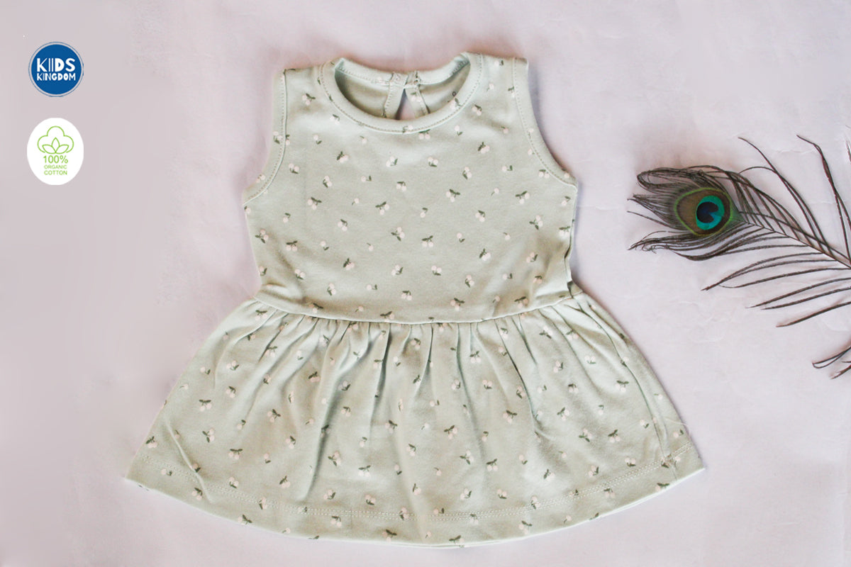 Cotton Sleeveless Frock Mint Cherry