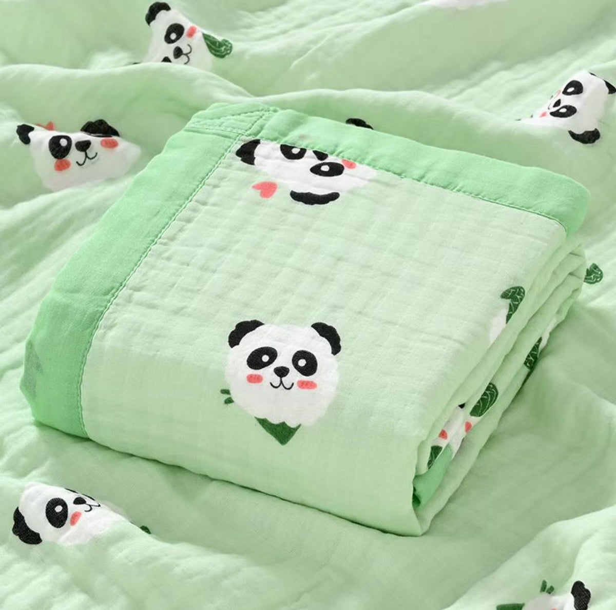 Crinkled Muslin Infant Blanket | Panda