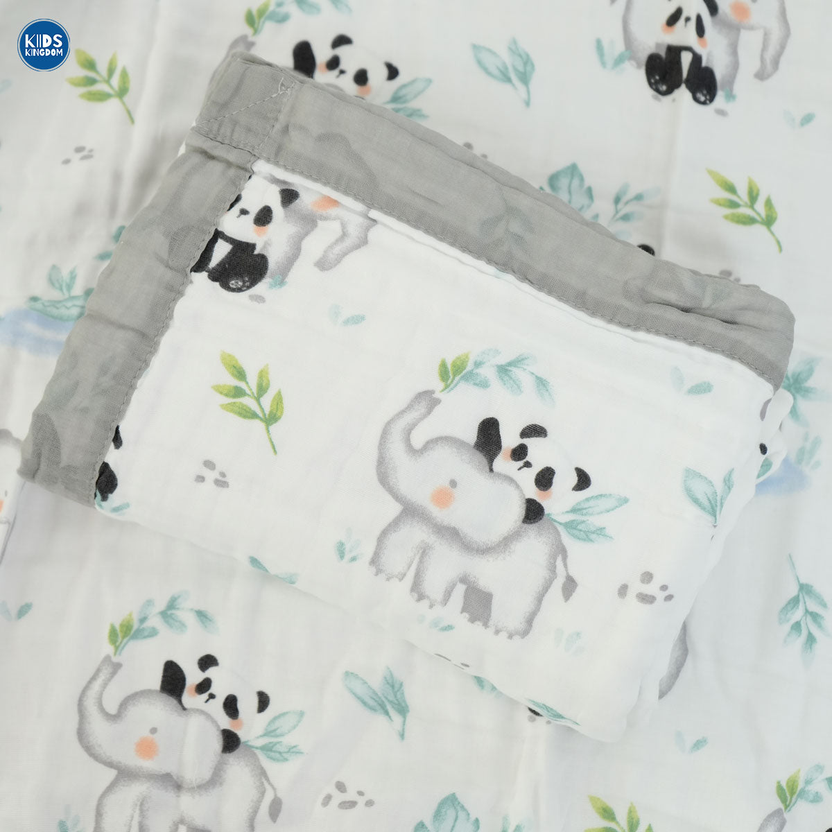Crinkled Muslin Infant Blanket | Panda And Elephant