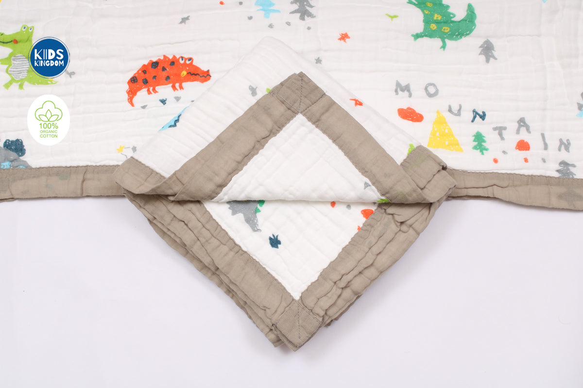 Crinkled Muslin Baby Blanket | Dino 1