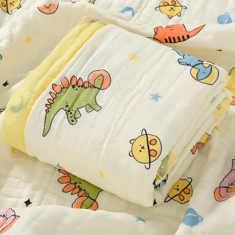 Crinkled Muslin Baby Blanket | Dino
