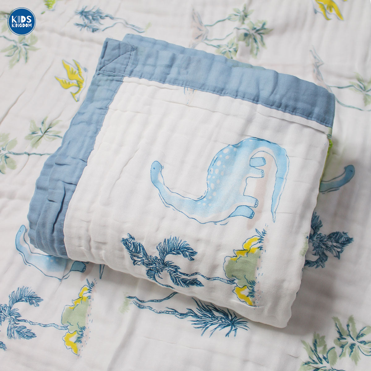 Crinkled Muslin Baby Blanket | Dino Safari