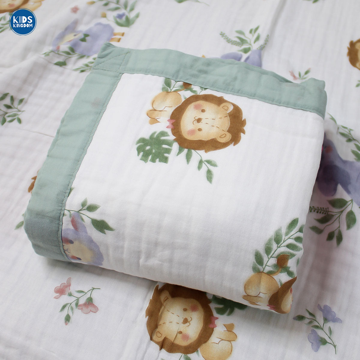 Crinkled Muslin Baby Blanket | Lion