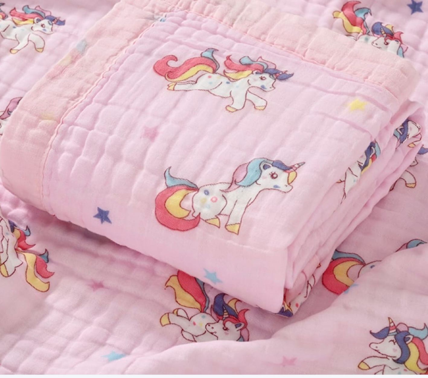 Crinkled Muslin Baby Blanket | Unicorn