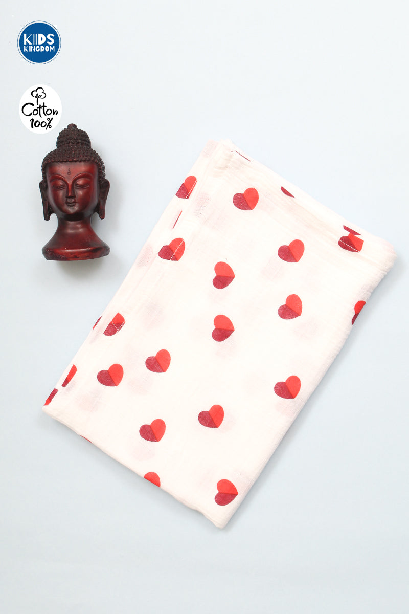 Crinkled Muslin Baby Towel Heart