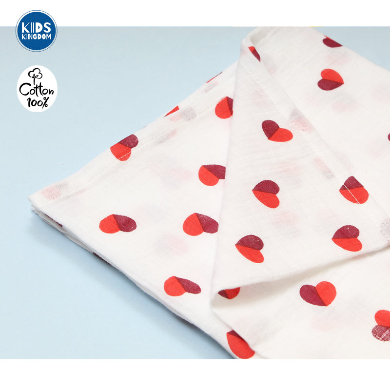 Crinkled Muslin Baby Towel Heart 2