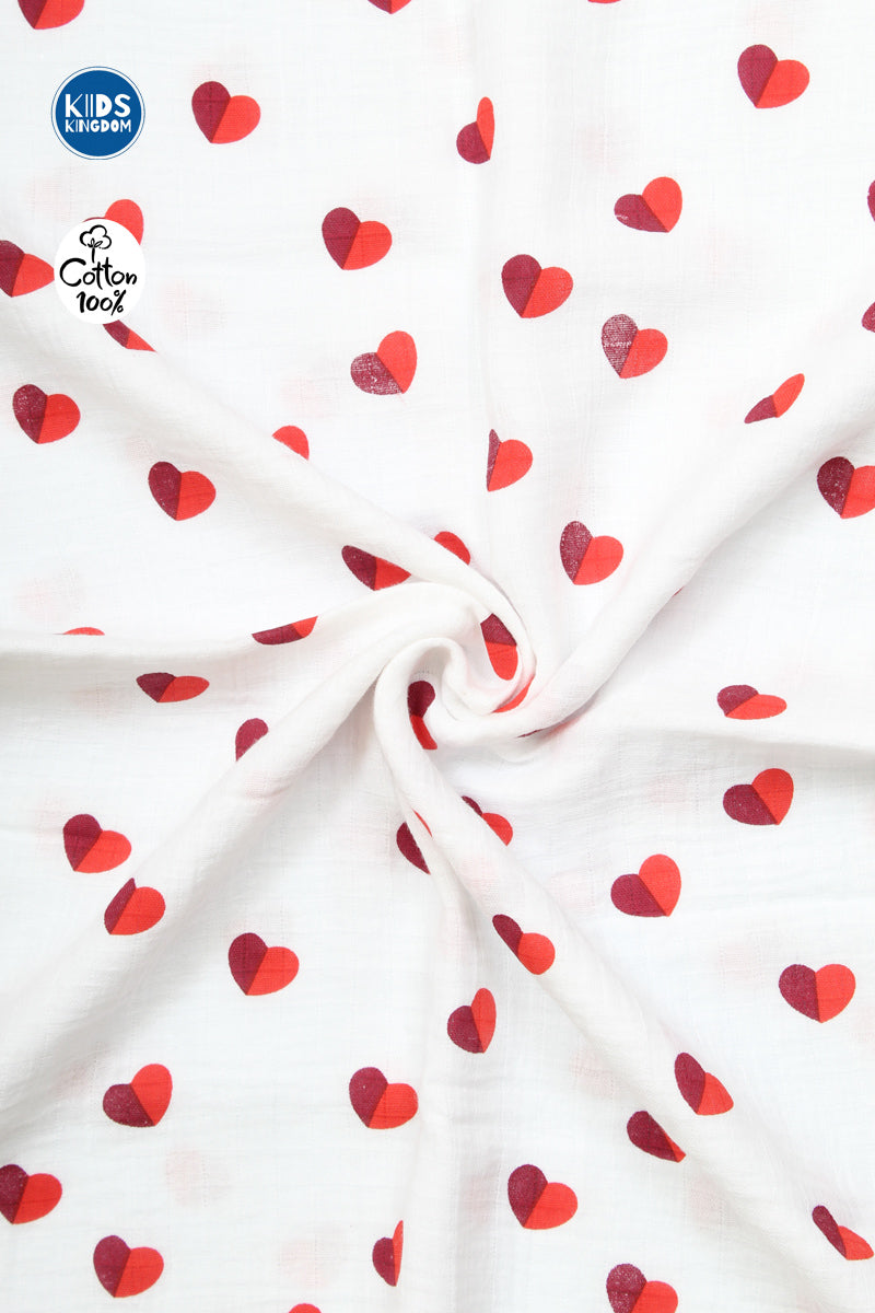Crinkled Muslin Baby Towel Heart 4