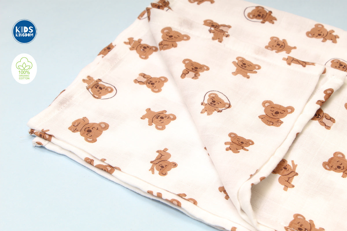 Crinkled Muslin Baby Towels | Teddy 1