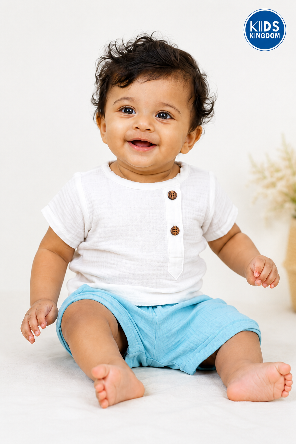 Crinkled Muslin Co-ord Set Aqua