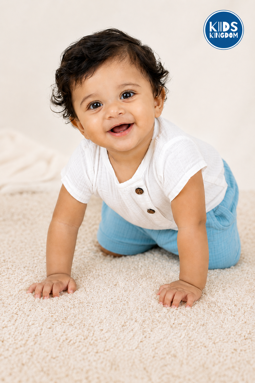 Crinkled Muslin Co-ord Set Aqua