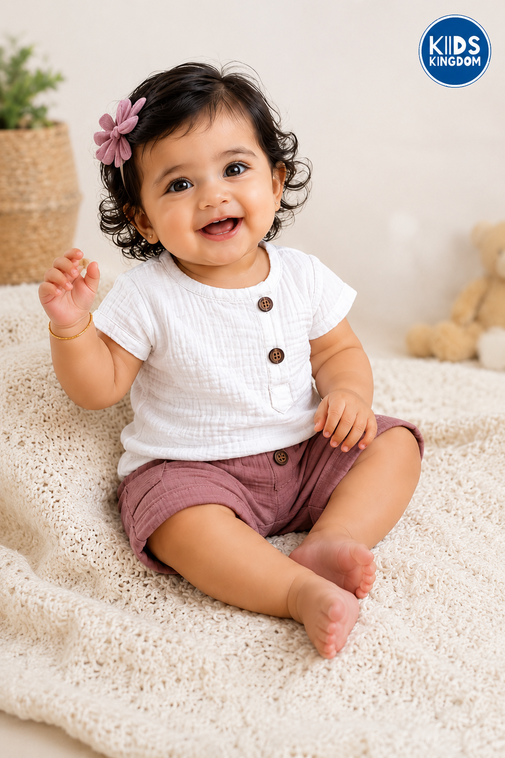 Crinkled Muslin Co-ord Set Blush