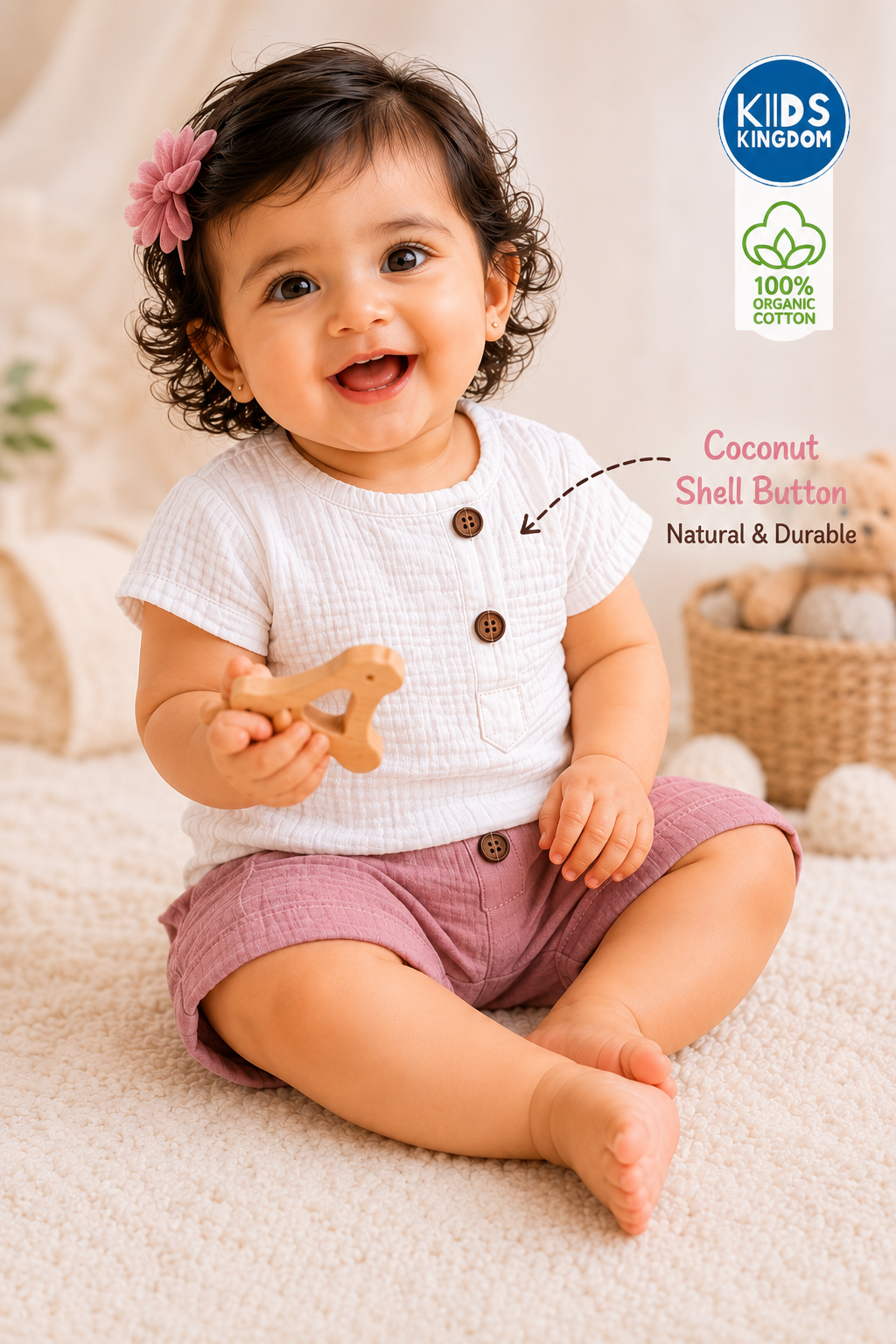 Crinkled Muslin Co-ord Set Blush