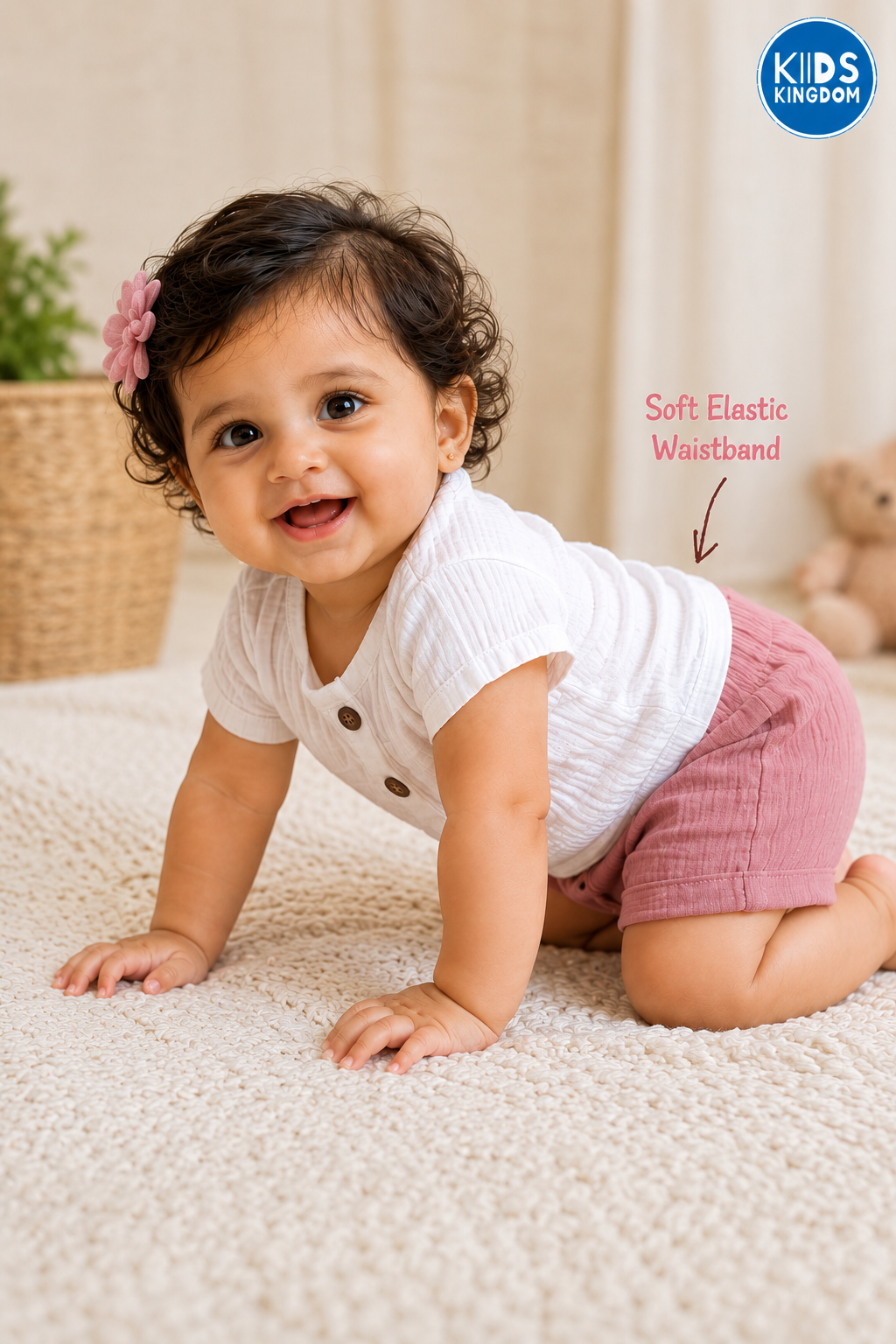 Crinkled Muslin Co-ord Set Blush