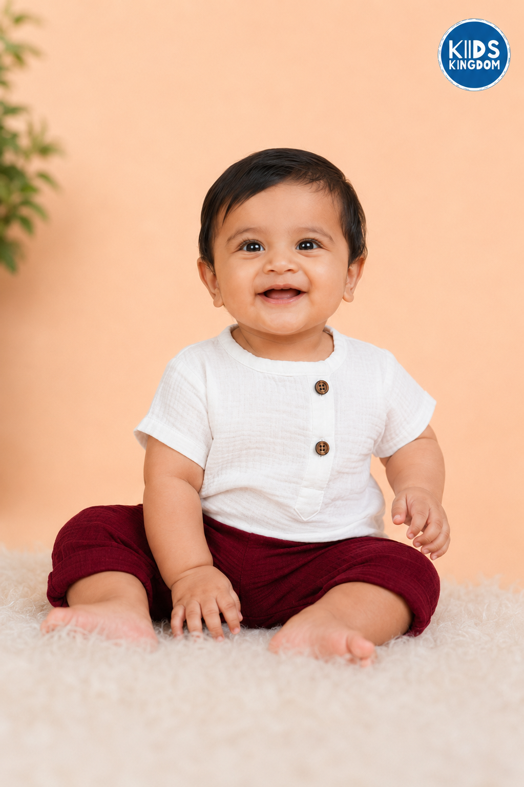 Crinkled Muslin Co-ord Set Ruby