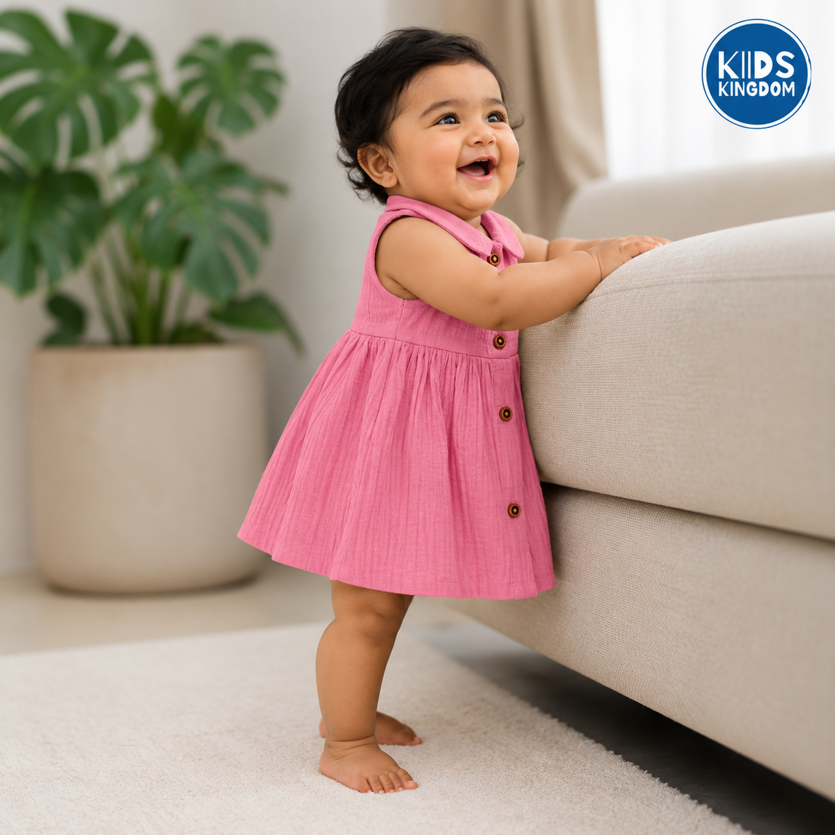 Crinkled Muslin Frock Berry