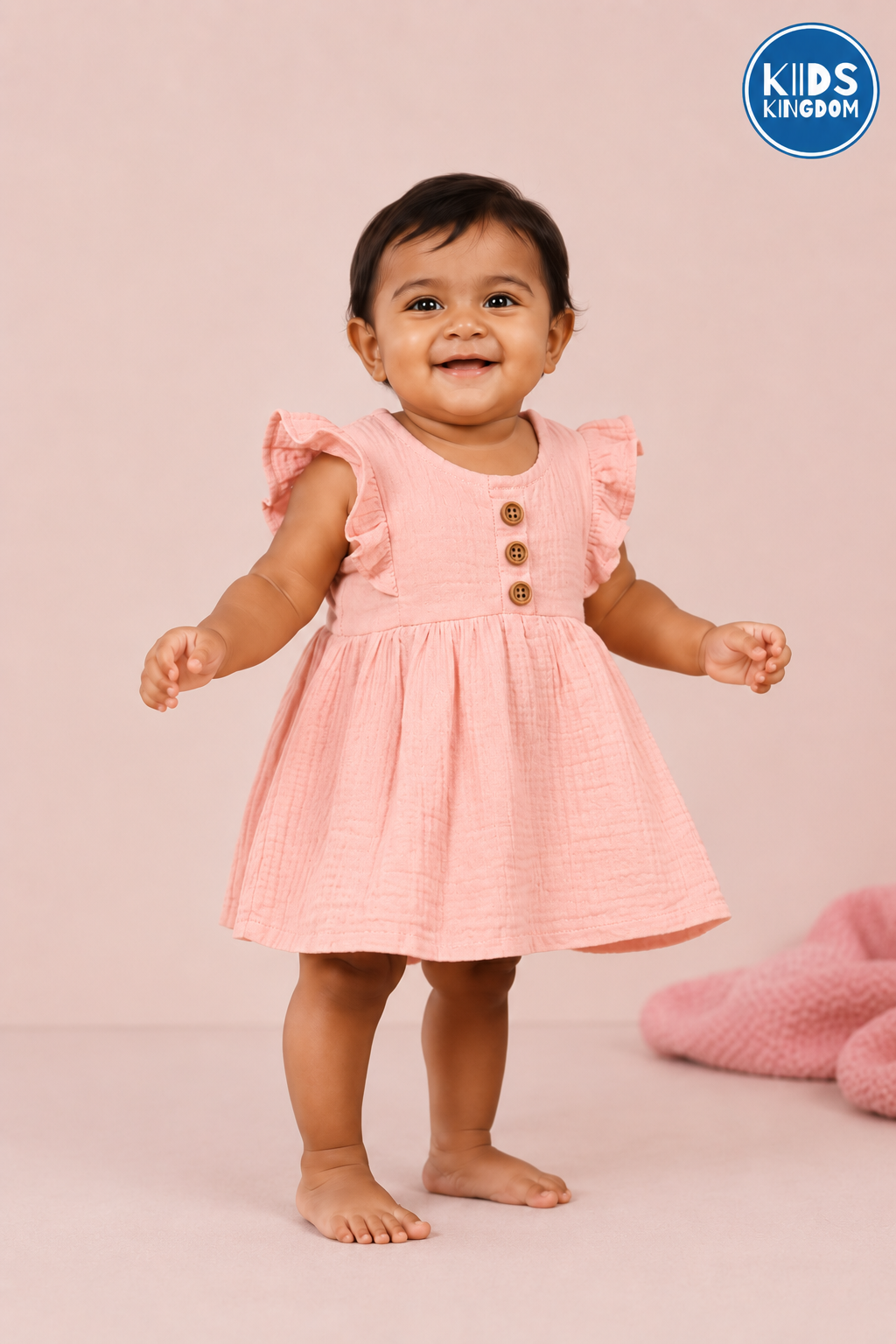 Crinkled Muslin Frock Blush