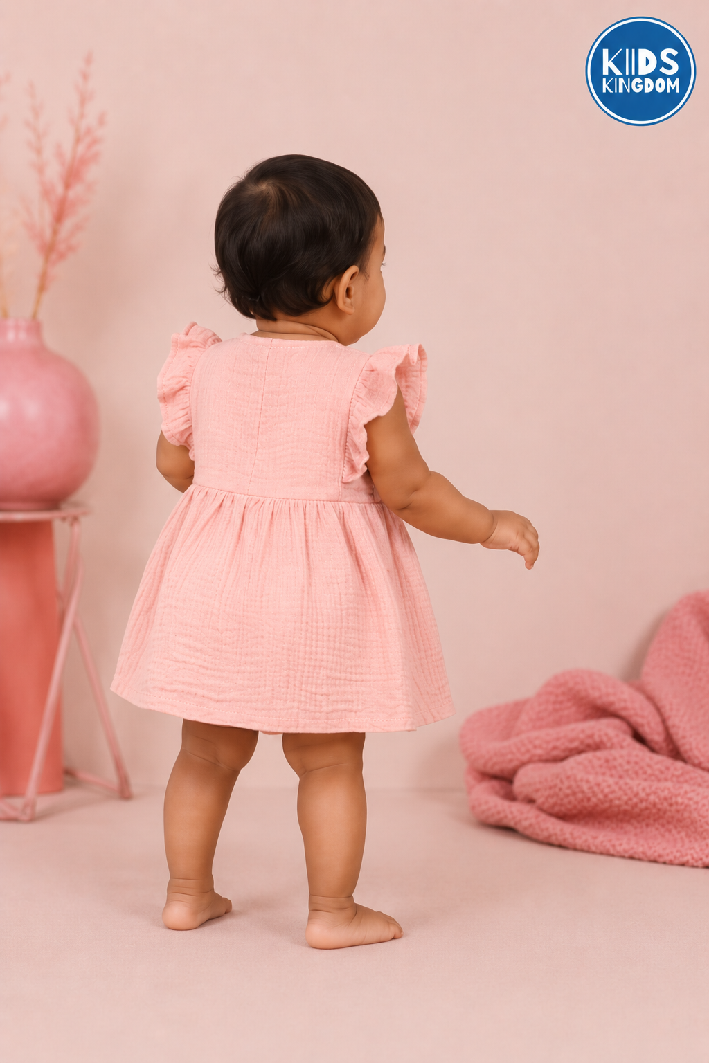 Crinkled Muslin Frock Blush