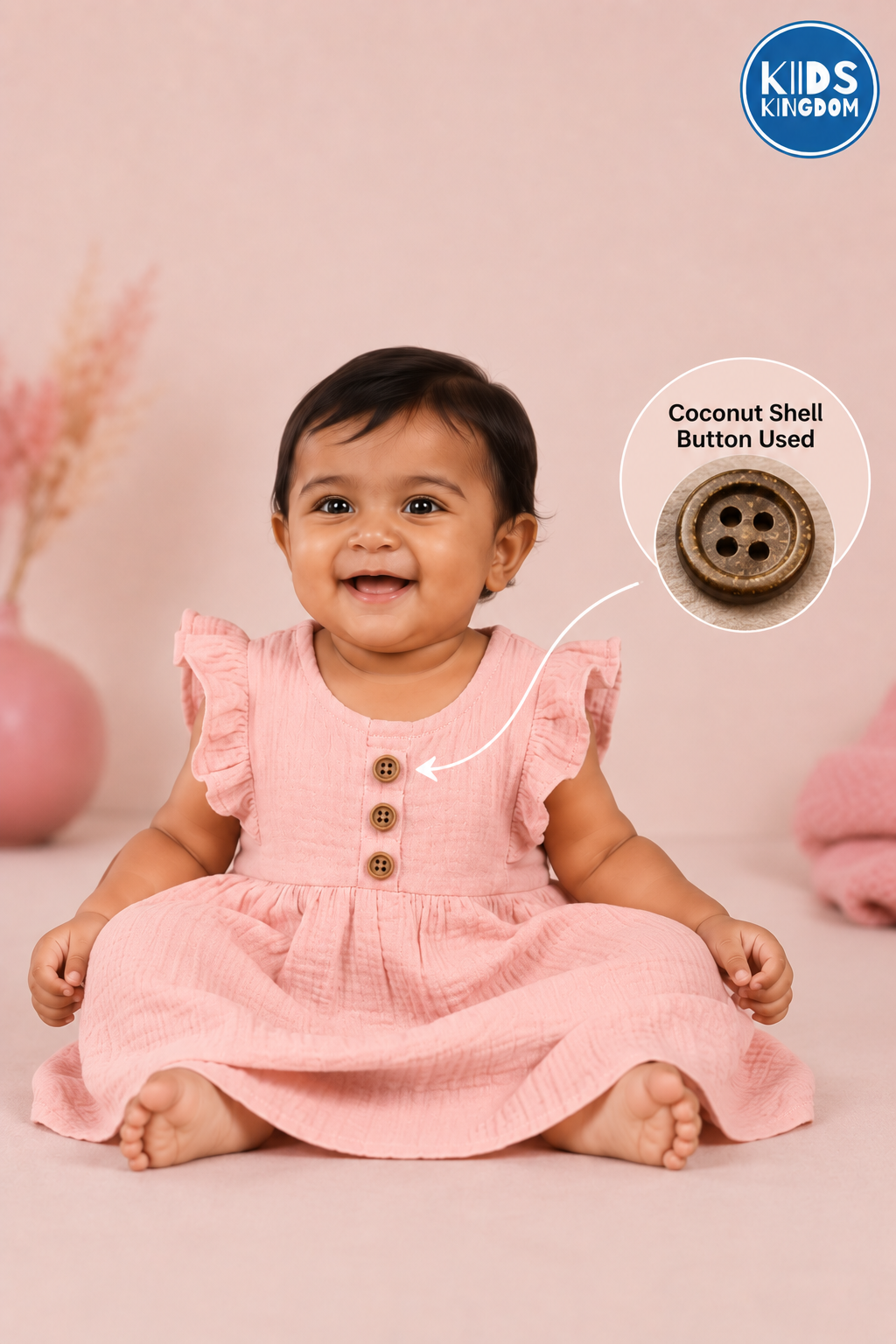 Crinkled Muslin Frock Blush