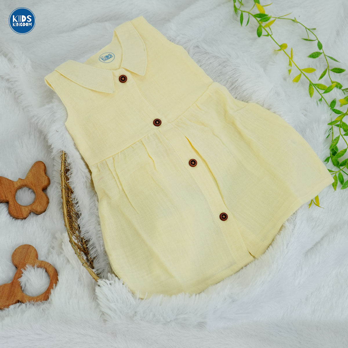 Crinkled Muslin Frock Buttercream